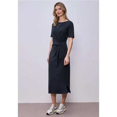 Midi-jurk met knoopdetail