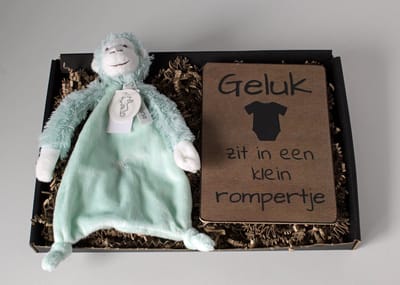Brievenbus cadeau Monckey Mickey Tuttle Lagoon - knuffel - tekstbord - cadeau zwangerschap - cadeau geboorte