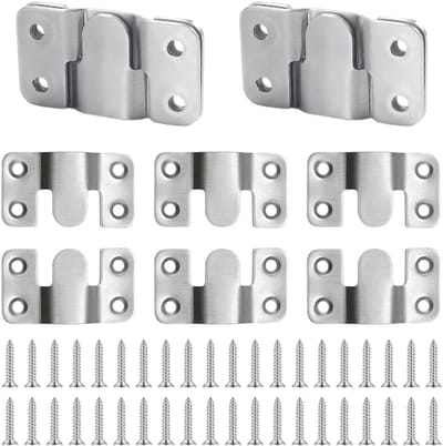 10 stuks inbouwmontagebeugels, roestvrijstalen wandbeslag, meubelconnector, ophangbeugels, robuust, voor foto's, spiegels, lijsten (zilver)
