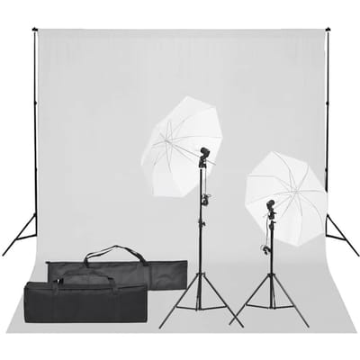 vidaXL - Fotostudioset - met - verlichtingsset - en - achtergrond