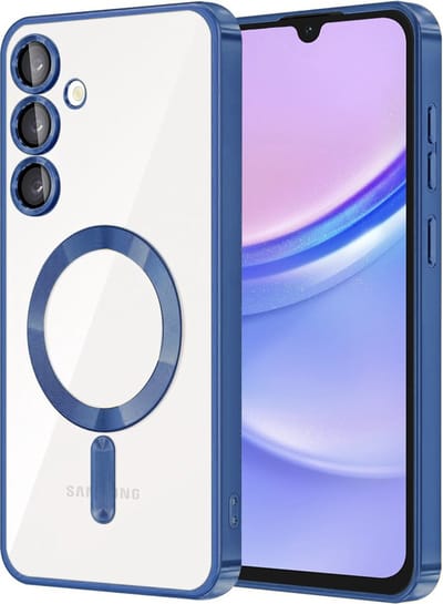 Techsuit Luxury Crystal Back Cover hoesje met MagSafe voor Samsung Galaxy A15 4G/5G - Transparant/Donkerblauw