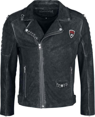 Rock Rebel by EMP zwarte leren jas met patches - Heren - XXL