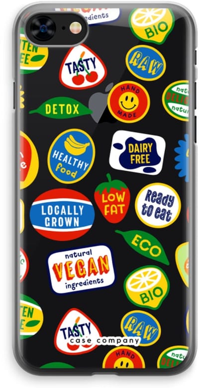 Case Company® - Hoesje geschikt voor iPhone 8 hoesje - Fruitsticker - Soft Cover Telefoonhoesje - Bescherming aan alle Kanten en Schermrand