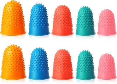 10 Stuks Rubber Vingertips Vingerpads Grips Dikke Herbruikbare Vingertop Handvatten met een Doos voor Geld Tellen Collating Schrijven Sorteren Taak Hot Lijm Sport Games in 5 Maten en Kleuren