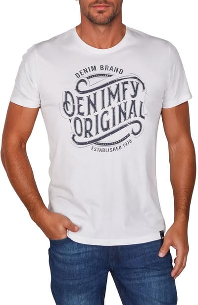 DENIMFY Heren T-Shirt DFNuri regular fit Wit S Ronde Hals Volwassenen t shirt heren met print