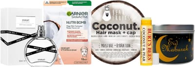 Garnier Cadeauset Ramadan Suikerfeest So..? Eau de Parfum Scarlet, Burt's Bees & Bear Fruits - So...? Miss Eau de Parfum 50 ml Starlet - BearFruits Hair Mask + Cap 20ml Coconut - Burt's Bees Lip Balm Coconut & Pear