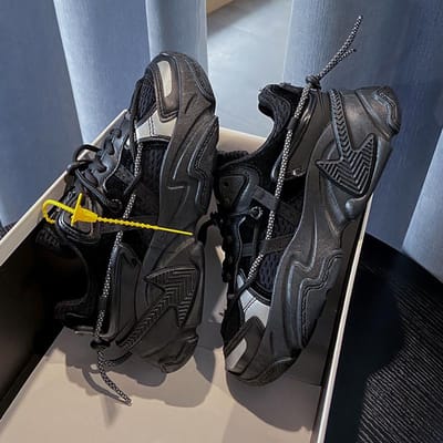 Koppelmodellen Daddy Shoes Dames Koreaanse Versie Trendy Nieuwe Kleine Witte Schoenen Studenten Casual Sportschoenen Heren 44 black