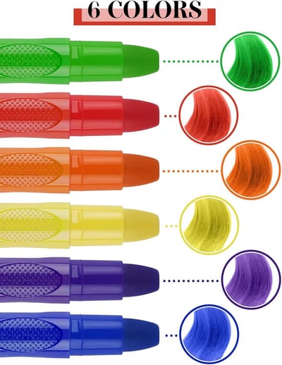 Famanu - Set van 6 tijdelijke haarkleurmarkers, wasbare haarverf voor kinderen en volwassenen – Multicolor