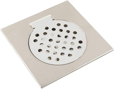 Vloersifon met rechte afvoer van roestvrij staal en verwijderbaar zeefje 15 x 15 cm voor keuken, badkamer, toilet en wasruimte, ideaal voor afvoerbescherming
