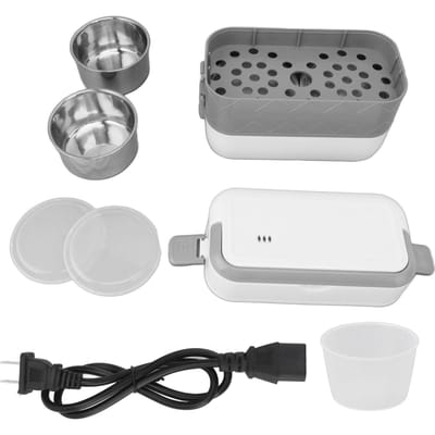 Draagbare Elektrische Lunchbox Roestvrijstalen Binnenvoering Lekdichte Verwarmde Lunchbox voor Kantoor white