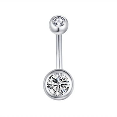 Aramat Jewels | Navelpiercings | Sprankelende Zirkonia Navelpiercing - Chirurgisch Staal | Transparant | |10mm | Staal | Volwassenen | Verkleurd niet