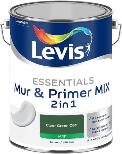 Levis - Essentials Mur & Primer Mix - Clear Green C80 - Mengverf - 5 L