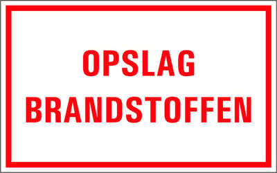 Opslag brandstoffen tekstbord - kunststof 400 x 250 mm