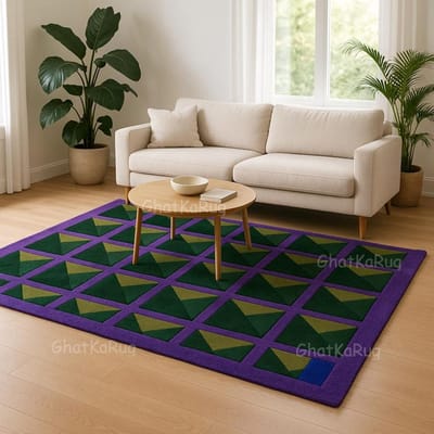 Modern Geometrisch Paars En Groen Paars Groen Abstract Woonkamer Tapijt Gedurfd Designer Kleed 60*90cm gray