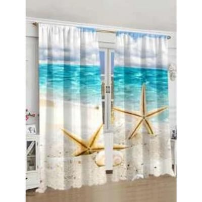 2 stuks Modieus Gordijn met Print van Balkonlandschap, Raamdecoratie voor Slaapkamer Woonkamer Keuken Studeerkamer Huisdecoratie W50xH130(CM)x2pcs&Rod Pocket