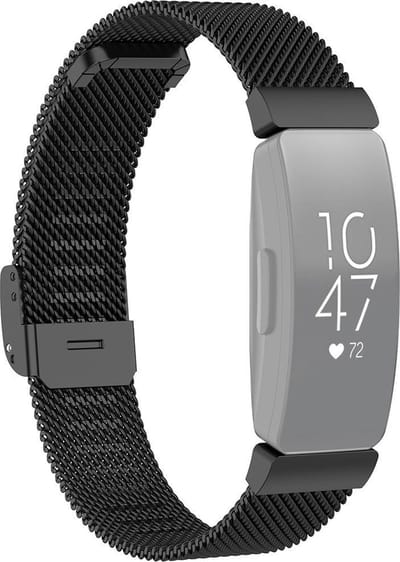 By Qubix - Compatible Fitbit bandje - Geschikt voor fitbit Inspire Milanese bandje met gesp - Maat: Small - Zwart