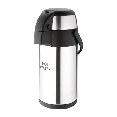 Olympia Thermoskan met Pomp - 3 liter - 'Hot Water' - RVS - Dubbelwandig