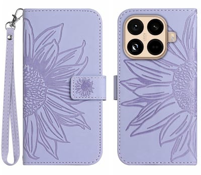 Coverup Hoesje - Geschikt voor Xiaomi 15T Pro Hoesje - Coverup Zonnebloem Book Case met Koord - Lavendel
