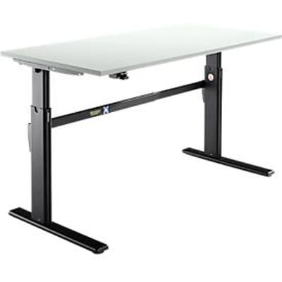 Schäfer Shop  Select Bureau, elektrisch in hoogte verstelbaar, rechthoekig, C-poot, lichtgrijs/zwart, B 1600 mm