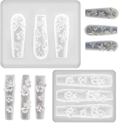Dailygoods- Silicone Mallen voor Nagelkunst - 3 Stuks - Schattige Bloemvormen - Professioneel Ontwerp - Hoogwaardige Siliconen - Perfect voor Decoraties - Nagelstempels