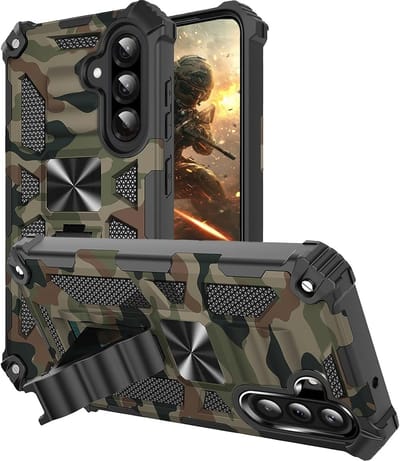 Robuuste en Schokbestendige Hoes voor Samsung Galaxy A36 met Slim Camouflage Ontwerp en Standfunctie, Anti-Kras en Militaire Kwaliteit