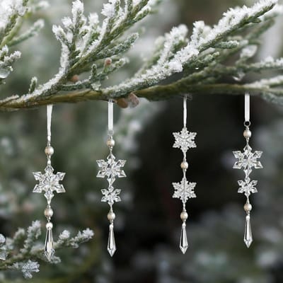 Kerstboomdecoratie sneeuwvlokken - 4 stuks - transparant acryl - duurzaam en stijlvol - ShopVlot