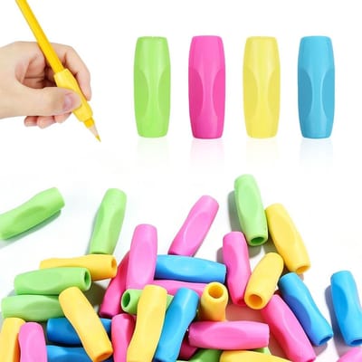 Pennenadapters voor kinderen om te leren schrijven, geschikt voor linkshandigen, 20 stuks in blauw, groen, geel en roze