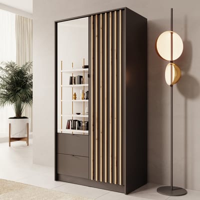 Meubella - Kavalli - Kledingkast met 2 deuren - Zwart - 102x55x201 cm