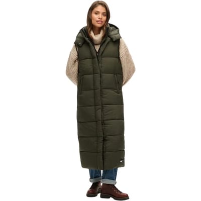 Donsjack zonder capuchon voor dames, lang en zonder mouwen Superdry Ripstop
