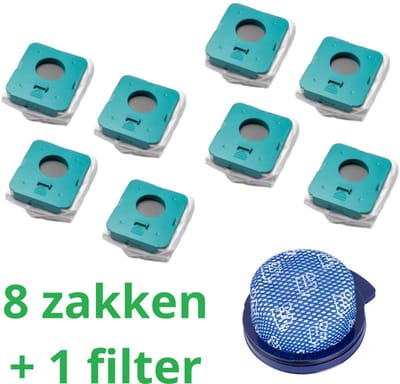 8 x zakken hoogwaardige vervanging voor SAMSUNG BESPOKE JET + 1 filter HEPA compatibel VS20A958FWN - VS20A95923B/AA stok stofzuiger-onderdelen-het onderdeelnummer van het origineel is: Samsung VCA-ADB952 -schoonmaakstations