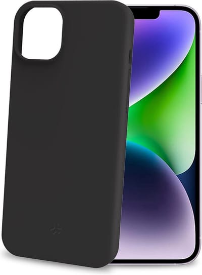 Celly Cromo Siliconen hoesje - Geschikt voor Apple iPhone 15 Plus - TPU Back Cover - Microfiber - Zwart