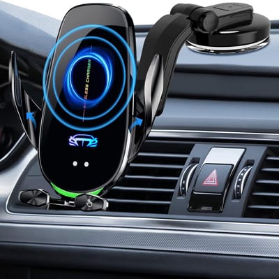 Famanu Telefoonhouder Auto Draadloos Opladen, 15W Qi Draadloze Autolader Mount, Mobiele Telefoonhouder met Oplaadfunctie, Automatische Inductie Motorbediening Qi laadstation Telefoonhouder Autoventilatie