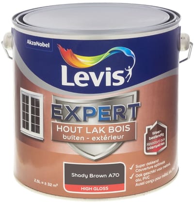 Levis - Expert Hout Lak Buiten High Gloss Mix - Shady Brown A70 - Mengverf - 2,5 L