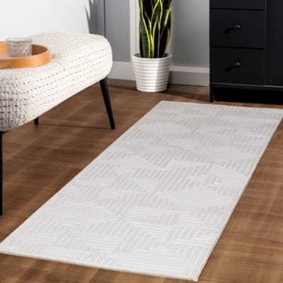 Binnenkleed met geometrisch patroon, crèmekleur, voor de woonkamer, duurzaam en slijtvast, platgeweven. 120x170 cm