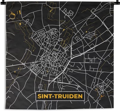 Wandkleed - Wanddoek - Sint-Truiden - Stadskaart - Plattegrond - Kaart - Gold - 180x180 cm - Wandtapijt