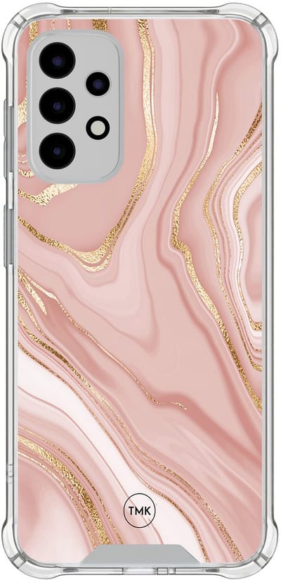 Shockproof hoesje geschikt voor Samsung Galaxy A52 5G - Rose marble - Schokbestendig - Verhoogde randen - TPU case - Extra Sterke Back Cover - Marmer - Transparant, Roze