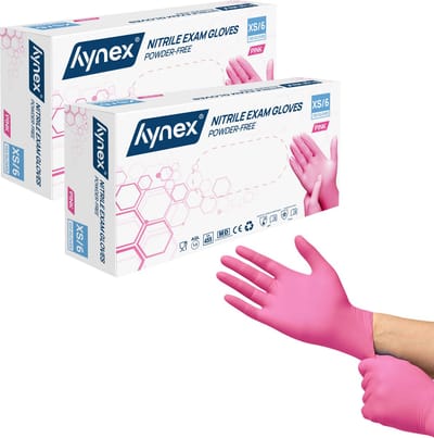 Hynex Nitril Wegwerphandschoenen – Maat XS – Roze – Set van 2 (100 per doos) – 3,5 Gram – Poedervrij & Latexvrij – Voor Zorg, Horeca & Schoonmaak