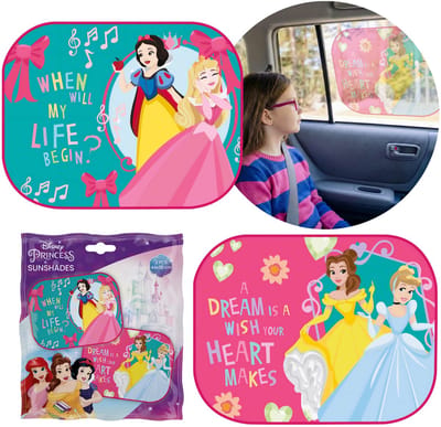 DISNEY PRINCESS Zonneschermen voor autoruiten, beschermhoezen met zuignappen, set 2 stuks