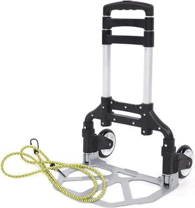 Opvouwbare Steekwagen - Bagagekar Trolley - Reizen Winkelen - Geruisloze Wielen - 80kg Capaciteit - Zilver
