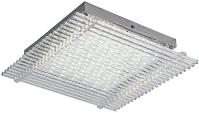 Plafondlamp glas Ganglamp Woonkamerlamp Plafond, heldere glazen staven, 1x LED 18W 1360Lm neutraal wit, LxBxH 32x32x8 cm