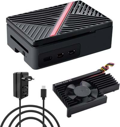 Dailygoody - Raspberry Pi 5 - Behuizing met USB-C Voeding - Actieve Koeling - Zwart - Koel en Beschermend - Stroomvoorziening - Geschikt voor Raspberr.
