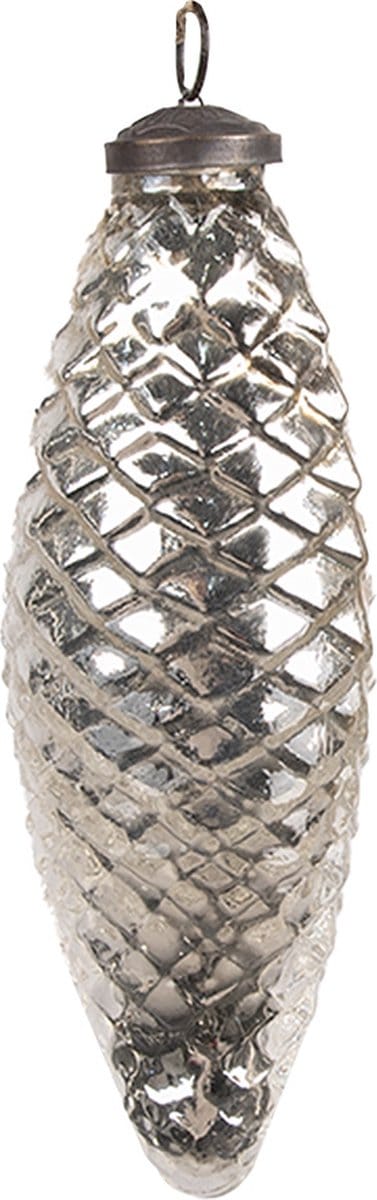 Clayre & Eef Kerstbal Overig Ø 6x16 cm Zilverkleurig Glas Kerstballen