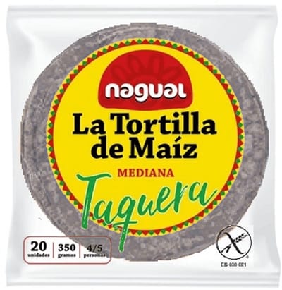 Glutenvrije Blauwe Maïs Tortilla's, Nagual - 20 stuks van 12 cm - 1 x 350 g
