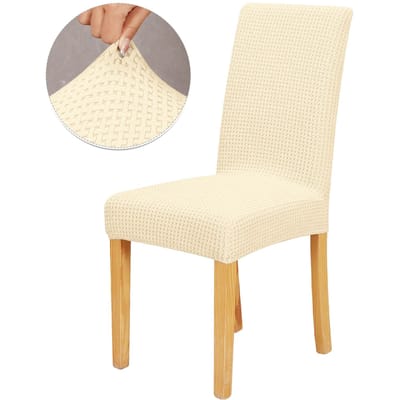 1/2/4/6 Stuks Stoelhoes Jacquard Eetkamer Spandex Elastisch Rekbaar Beschermhoes Voor Stoelen Keuken Hotel Feestzaal Huis Kerst 1 Piece beige