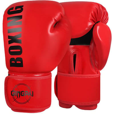 Kickboks Trainingshandschoenen PU Bokshandschoenen Bokszakhandschoenen voor Volwassenen Kinderen 12oz rood