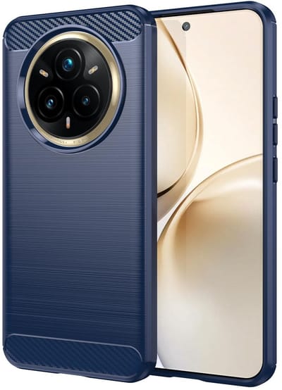 Geborsteld TPU Hoesje Geschikt voor Realme 14 Pro Plus | Beschermhoes | Back Cover | Flexibel TPU | Stijlvol Carbon | Dun | Blauw