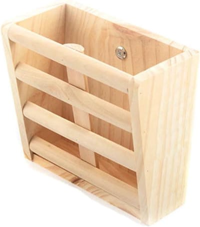 Houten voerbak - Hooiruif Dispenser - Kleine dieren voeren - Beschermt voer - 16x8x45cm - Natuurlijk hout