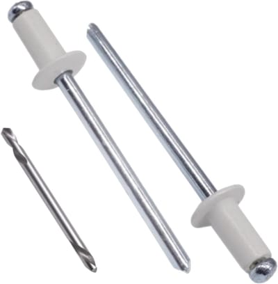 SKIR'CO (400 stuks) Geschilderde Blinde Klinknagels 4,0 x 8 mm, Aluminium Pop Klinknagels, Boor Inbegrepen (Grijswit RAL 9002)