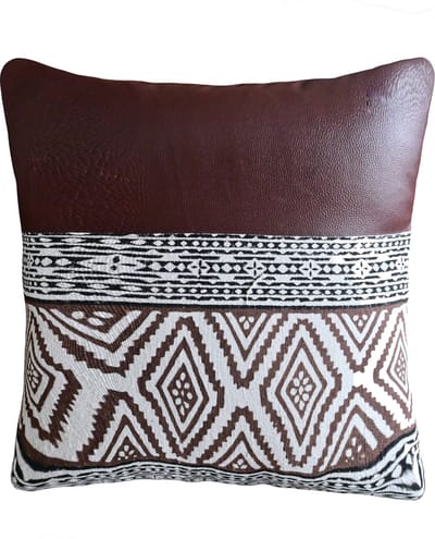 Kussens woonkamer | kussenhoes 45x45 cm | kussensloop | sierkussens | cushion cover | PU leather-katoen | hand block printed