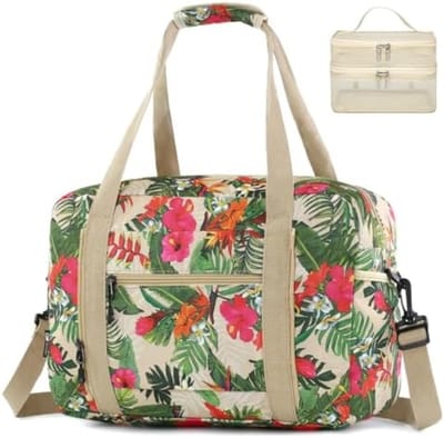 PromoHome Reistas Handbagagetas 40x30x15 - Weekendertas Sporttas Dames met Natte Zakken 20L Handbagage Vliegtuig Travel Bag Lichtgewicht Fitnesstas Cabinetas met Toilettas Geschikt voor KLM, BritishAirways, Transavia, Wizzair "Plant"
